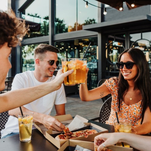 people eating food in a restaurant