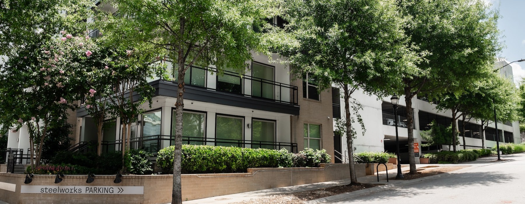 a building with trees in front of it